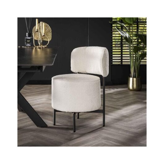 Industrial swivel Dining chair Vibe Boucle White - White