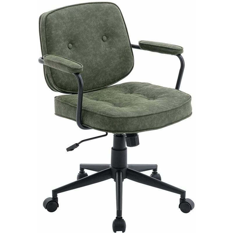 Leather Home Office Chair Swivel Computer Desk Chair Height Adjustable, Green