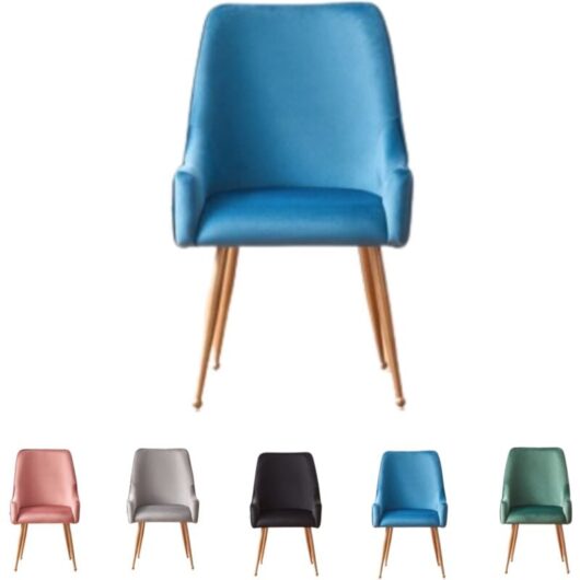 Life Interiors - Single Soho lux Velvet Dining Chair w/ Metal Legs - Dining Room Chair - Upholstered chair - Modern Dining Chair - Blue