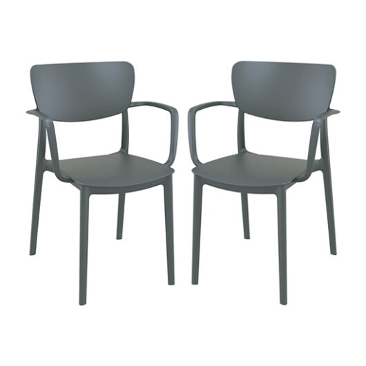 Lisa Dark Grey Polypropylene Dining Chairs In Pair