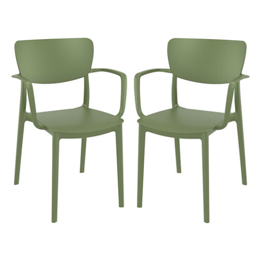 Lisa Olive Green Polypropylene Dining Chairs In Pair