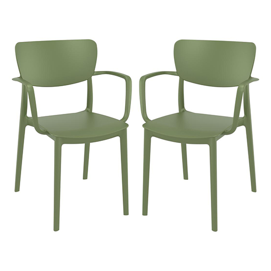 Lisa Olive Green Polypropylene Dining Chairs In Pair