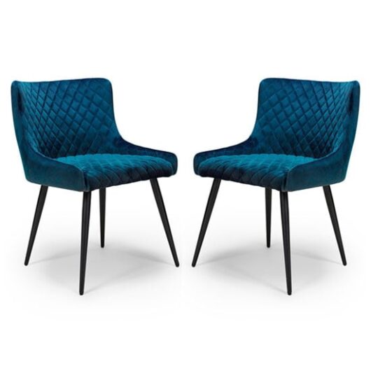 Malmo Blue Velvet Fabric Dining Chair In A Pair