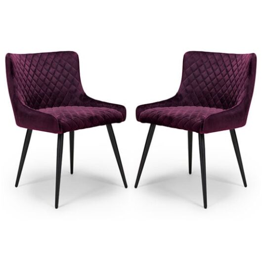 Malmo Mulberry Velvet Fabric Dining Chair In A Pair