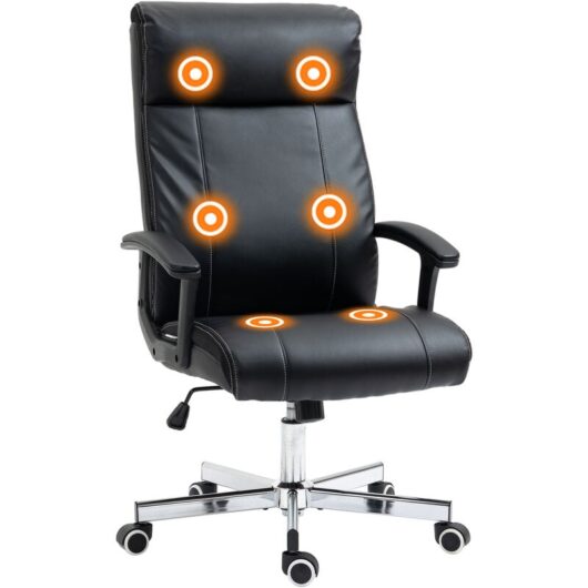 Massage Office Chair pu Leather Computer Chair w/ Tilt Function Black - Vinsetto
