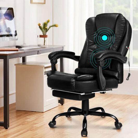 Massage Office Chair with Footrest Executive Gaming Seat pu Leather - Elfordson