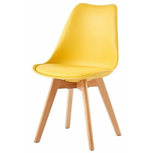 Mcc Direct - Dining Chairs Designer Side Chairs Wooden Legs Office Home Commercial eva yellow 1