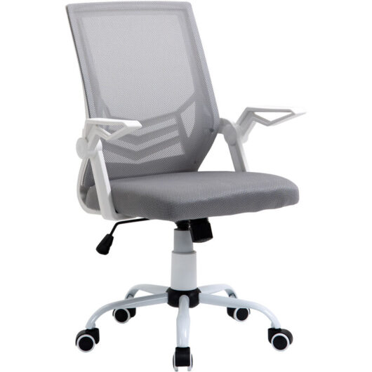 Mesh Swivel Office Chair Task Computer Chair w/ Lumbar Support Grey - Vinsetto