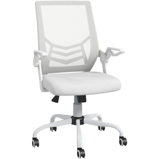 Mesh Swivel Office Chair Task Computer Chair w/ Lumbar Support White - Vinsetto
