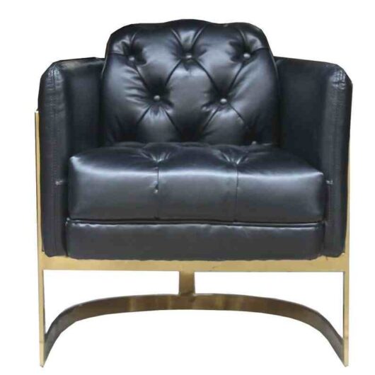 Metal Frame Chesterfield Buttoned Chair Black Distressed Leather