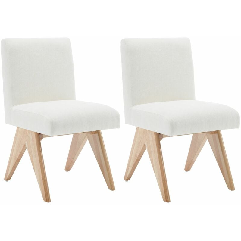 Mid Century Dining Chairs Set of 2 Kitchen Leisure Chairs, Upholstered Side Chairs for Dining Room, Beige