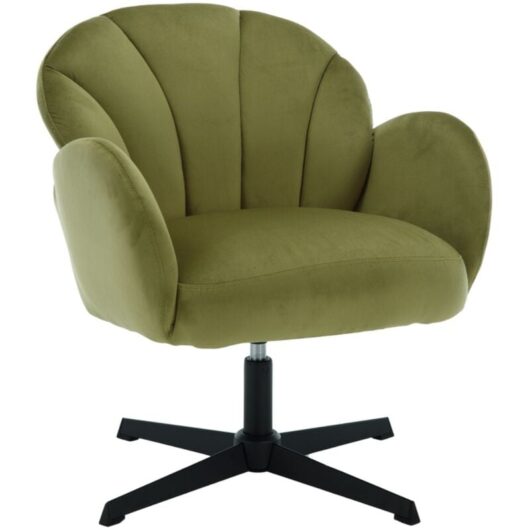 Modern Accent Armchair in Velvet Comfy Boucle Chair Upholstered with Metal Legs for Home Office Bedroom Makeup, Green, Wahson