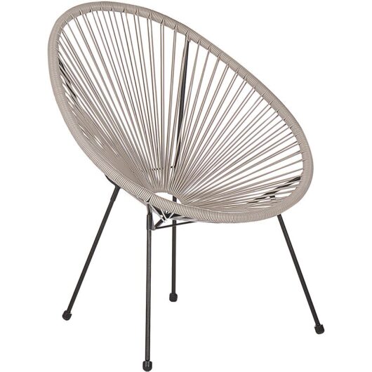 Modern Accent Chair Round Light Grey pe Rattan Steel Living Room Acapulco ii