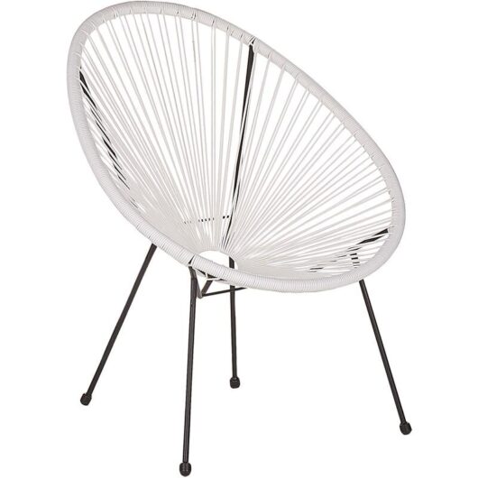 Modern Accent Chair Round White pe Rattan Steel Living Room Acapulco ii