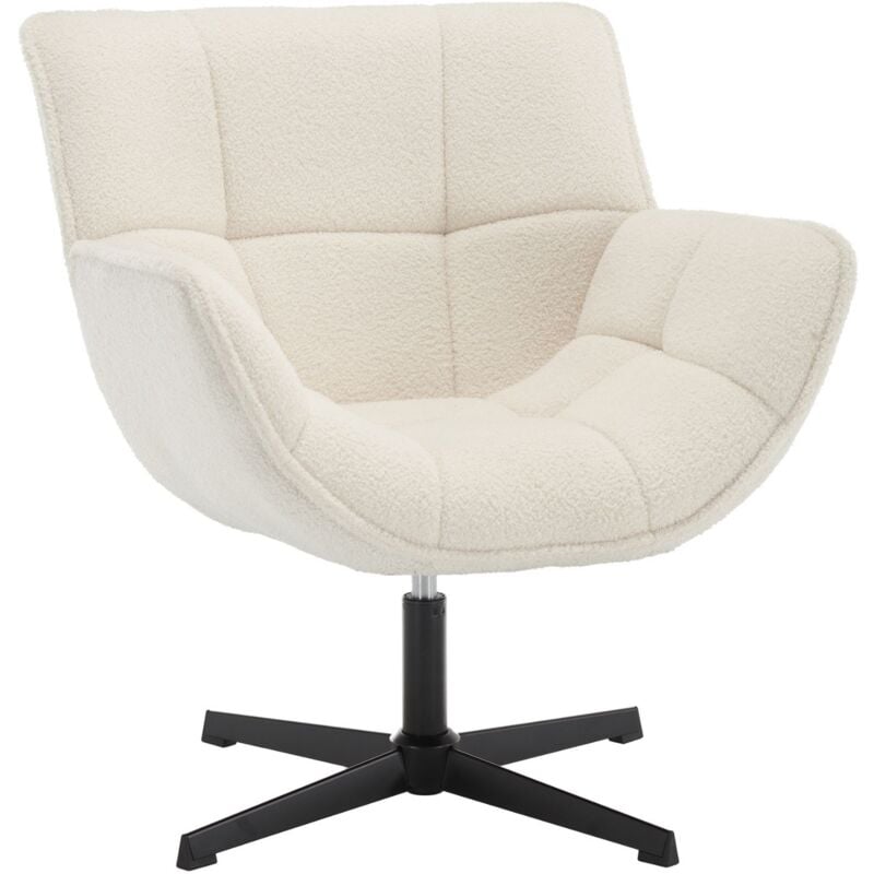 Modern Accent Chair in Faux Fur Lounge Chair Comfortable Padded Armchair with Metal Legs for Bedroom Living Room, White, Wahson