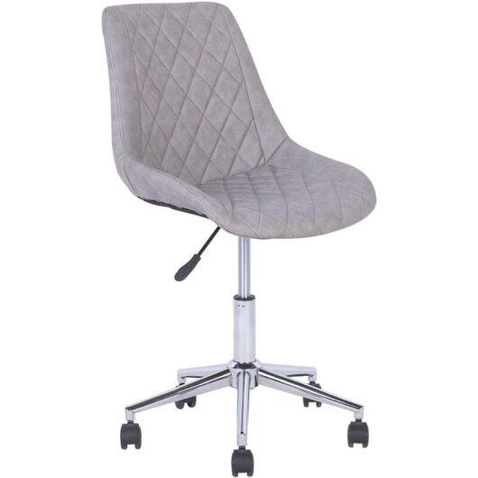 Modern Faux Leather Desk Chair Office Swivel Adjustable Chromed Legs Grey Maribel