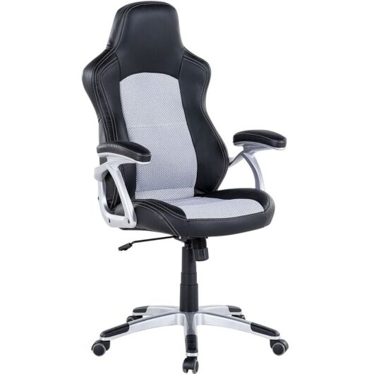 Modern Faux Leather Swivel Office Chair Black Grey Mesh Adjustable Castors Explorer