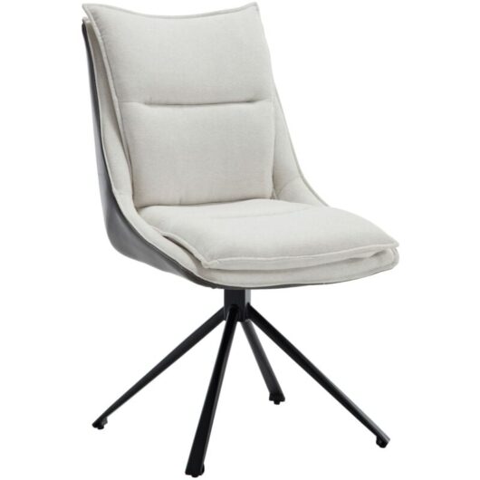 Modern Home Office Chair Linen Padded Desk Chair Vanity Chair Comfy Office Chair with Swivel Base Accent Chair for Office,Beige