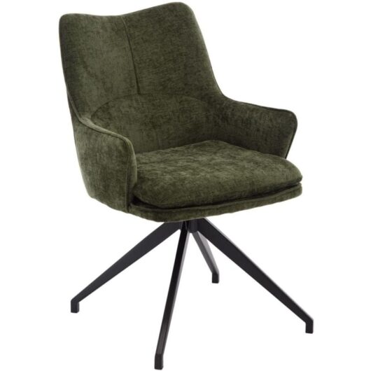 Modern Home Office Chair in Chenille Fabric Swivel Desk Chair with Metal Legs Occasional Task Chair for Home Office Bedroom, Green
