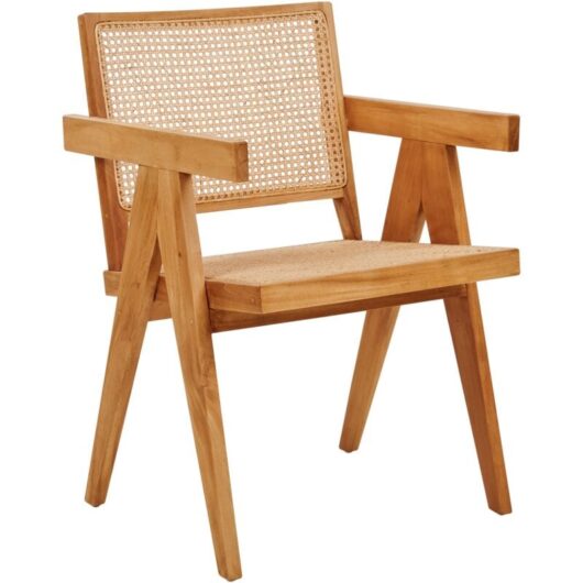 Modern Mahogany Accent Dining Chair Light Wood Natural Wicker Living Room Westbrook