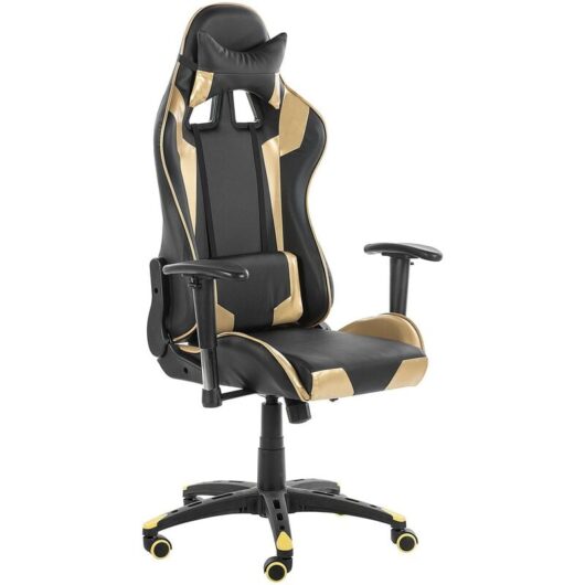 Modern Office Gaming Chair Faux Leather Adjustable Height Armrests Black Knight