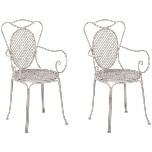 Modern Outdoor Garden Bistro Set of 2 Chairs Grey Metal Cilento