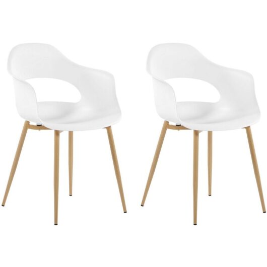 Modern Set of 2 Dining Accent Chairs White Light Wood Legs Decorative Utica