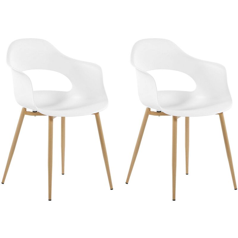 Modern Set of 2 Dining Accent Chairs White Light Wood Legs Decorative Utica