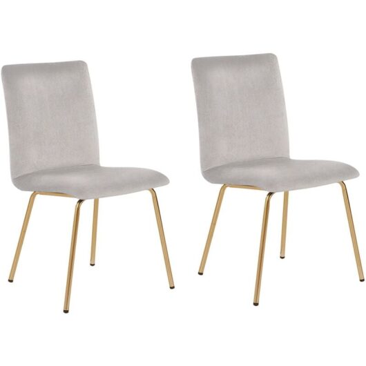 Modern Set of 2 Velvet Dining Chairs Armless Gold Metal Legs Grey Rubio