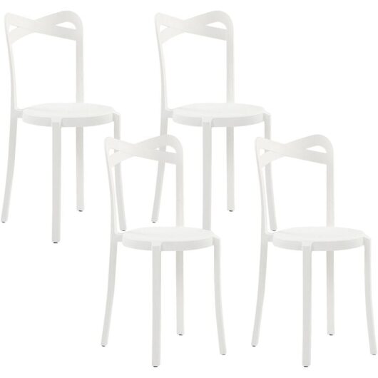 Modern Set of 4 Garden Dining Chairs Lightweight Plastic White Resistant Camogli