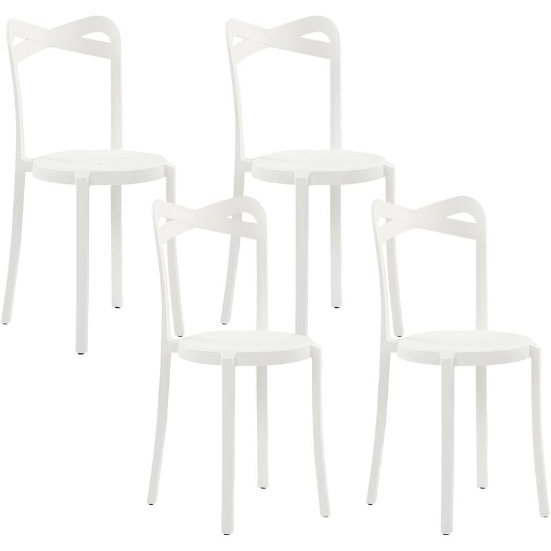 Modern Set of 4 Garden Dining Chairs Lightweight Plastic White Resistant Camogli