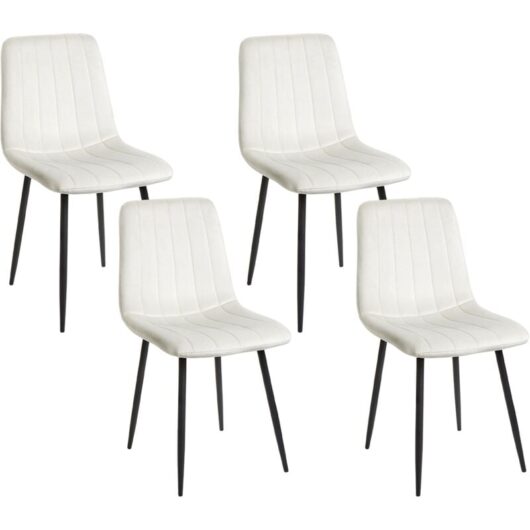 Modern Set of 4 Velvet Dining Chairs Dining Room Iron Legs Off-White Kalispell