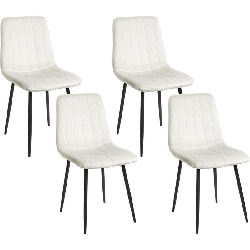 Modern Set of 4 Velvet Dining Chairs Dining Room Iron Legs Off-White Kalispell