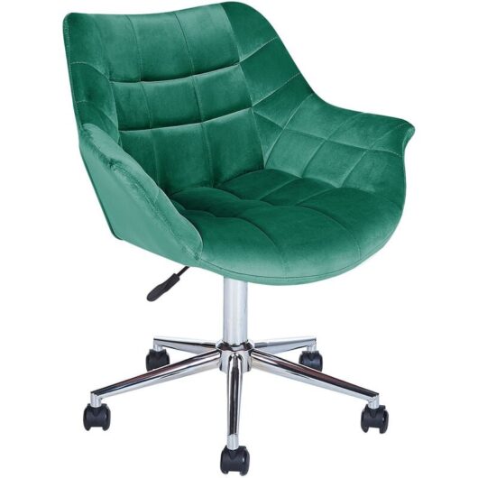 Modern Swivel Office Chair Armchair Adjustable Height Velvet Green Labelle