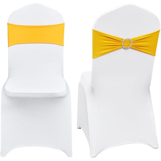 Mophorn Stretch Spandex Folding Chair Covers, Universal Fitted Chair Cover with Chair Sashes, Removable Washable Protective Slipcovers, for Wedding,
