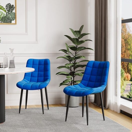 More4homes - nova modern velvet dining chair padded seat metal leg kitchen 8 pcs (Blue) - Blue