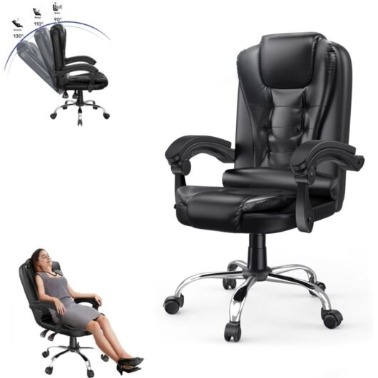 Naspaluro - Executive Office Chair High Back Desk Chair - Ergonomic Recliner Computer Chair - pu Leather Gaming Chair with Tilt Function Heavy Duty