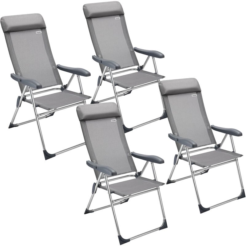 No Brand - casaria® 2x/4x Aluminium High Back Folding Garden Chairs Lightweight 7-Way Adjustable Backrest Armchairs Set Padded Headrest Patio Balcony