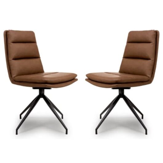Nobo Tan Faux Leather Dining Chair With Black Legs In Pair