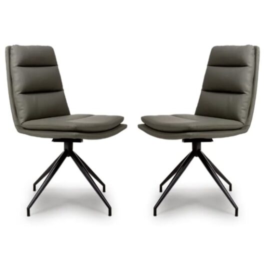Nobo Truffle Faux Leather Dining Chair With Black Legs In Pair