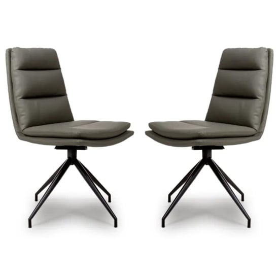 Nobo Truffle Faux Leather Dining Chair With Black Legs In Pair