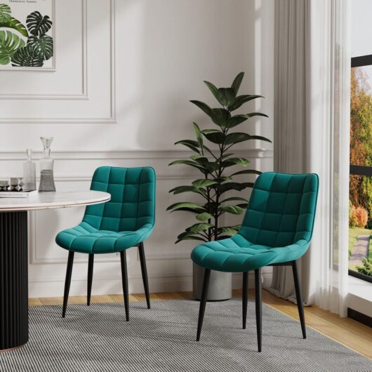 Nova modern velvet dining chair padded seat metal leg kitchen 8 pcs (Green) - Green