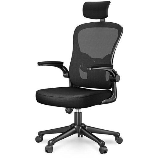Office Chair Ergonomic Desk Chair Executive Swivel Computer Chair with Headrest Max Load 150kg Black