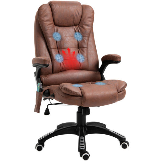 Office Chair w/ Heating Massage Points Relaxing Reclining Brown - Vinsetto