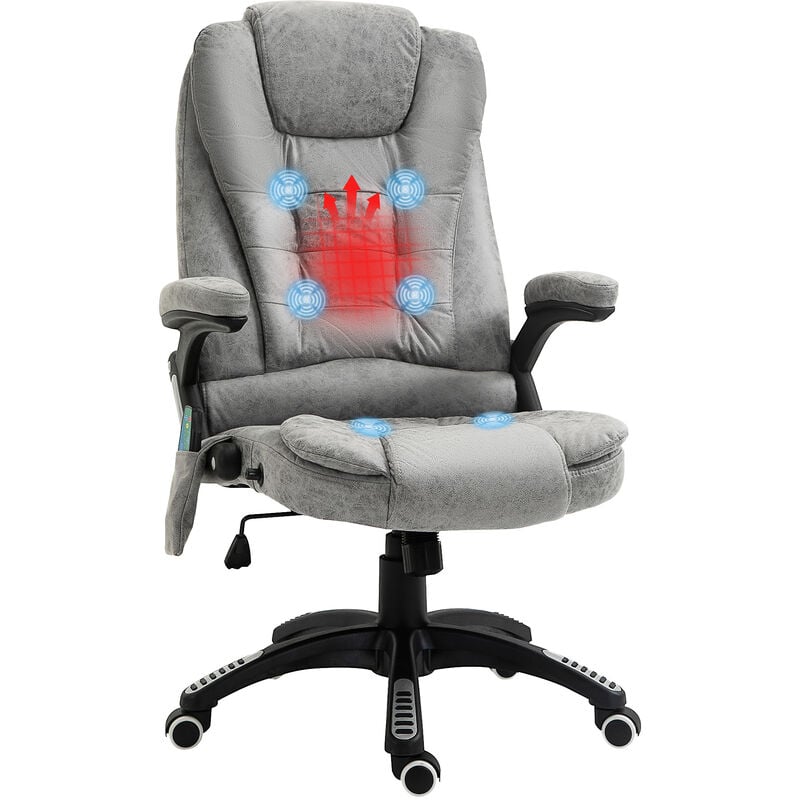 Office Chair w/ Heating Massage Points Relaxing Reclining Grey - Vinsetto