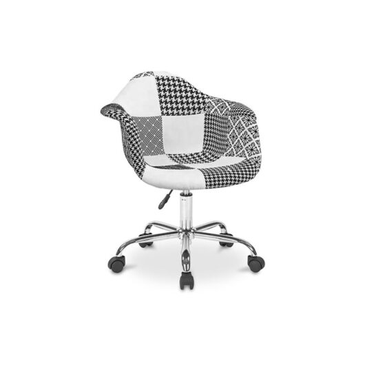 Office Chair with Armrests - Desk Chair with Castors - Upholstered in Black and White Patchwork - Denisse - Weston
