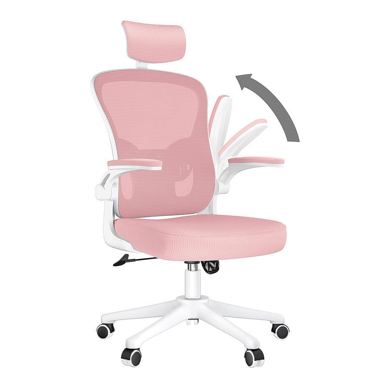 Office Chair with Lumbar support Bigzzia Desk Chair with Adjustable Headrest - Swivel Mesh Chair - Pink