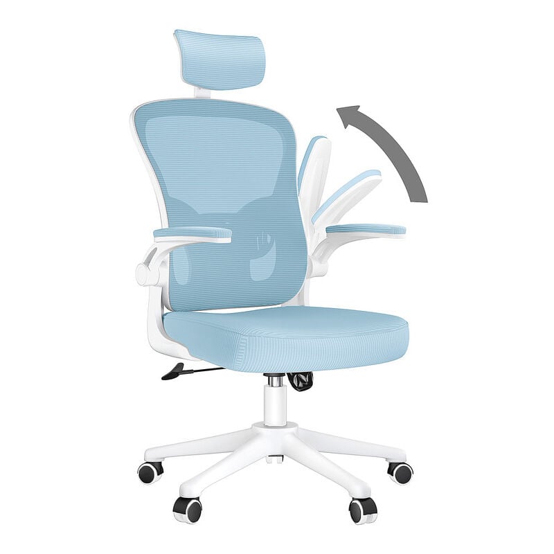 Office Chair with Lumbar support Bigzzia Desk Chair with Adjustable Headrest - Swivel Mesh Chair - blue