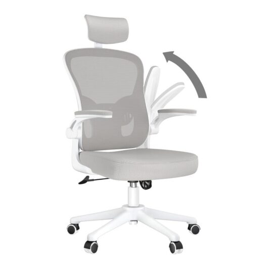 Office Chair with Lumbar support Bigzzia Desk Chair with Adjustable Headrest - Swivel Mesh Chair - gray