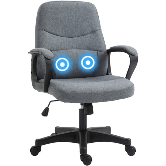 Office Chair with Massage 360° Swivel Chair Adjustable Height Grey - Vinsetto